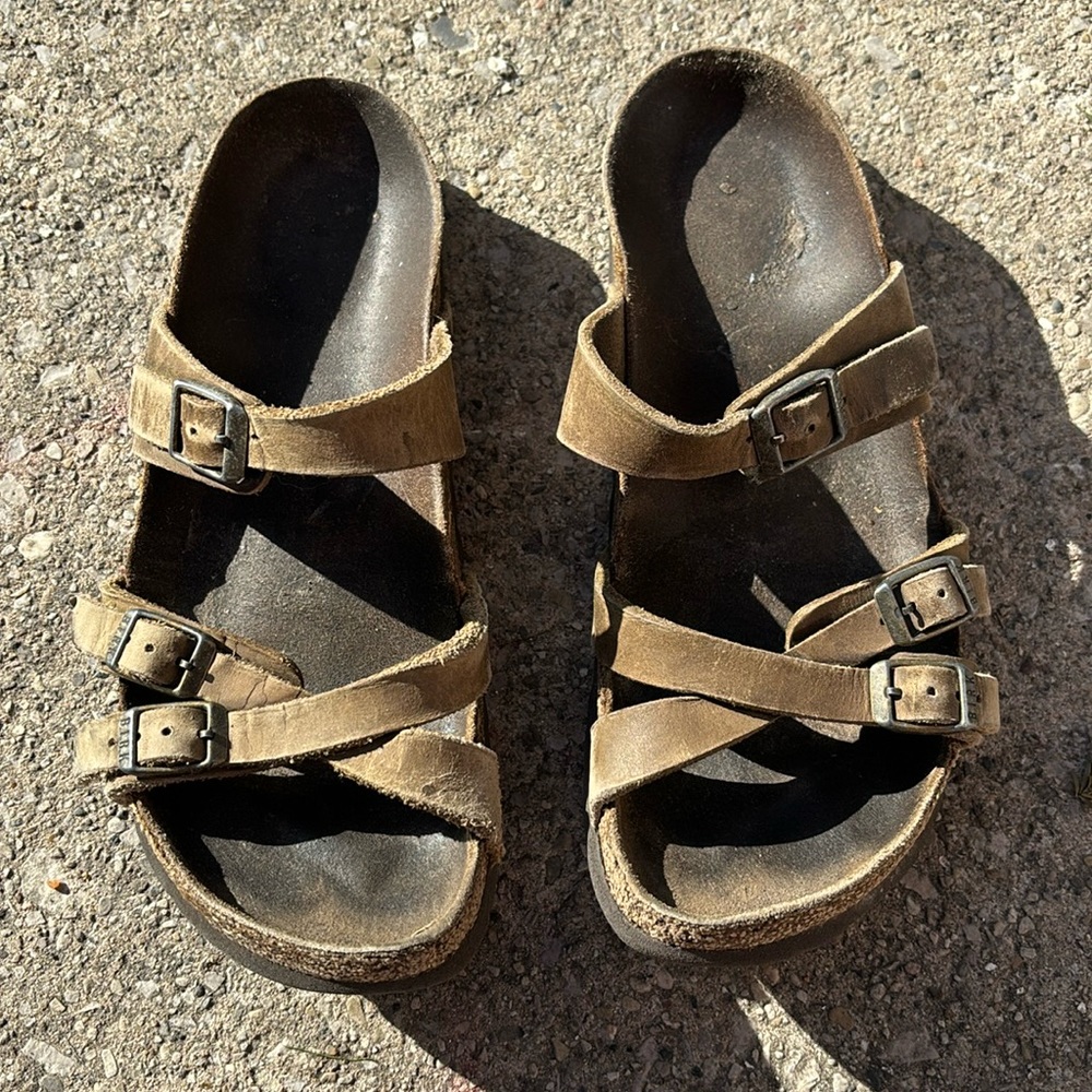 Used and well loved Birkenstock sandles